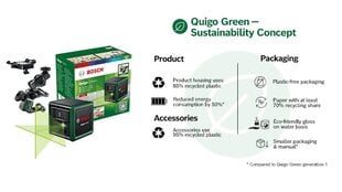 Quigo Green ar turētāju MM2 krustlīniju lāzers 0603663C02 bosch cena un informācija | Rokas instrumenti | 220.lv