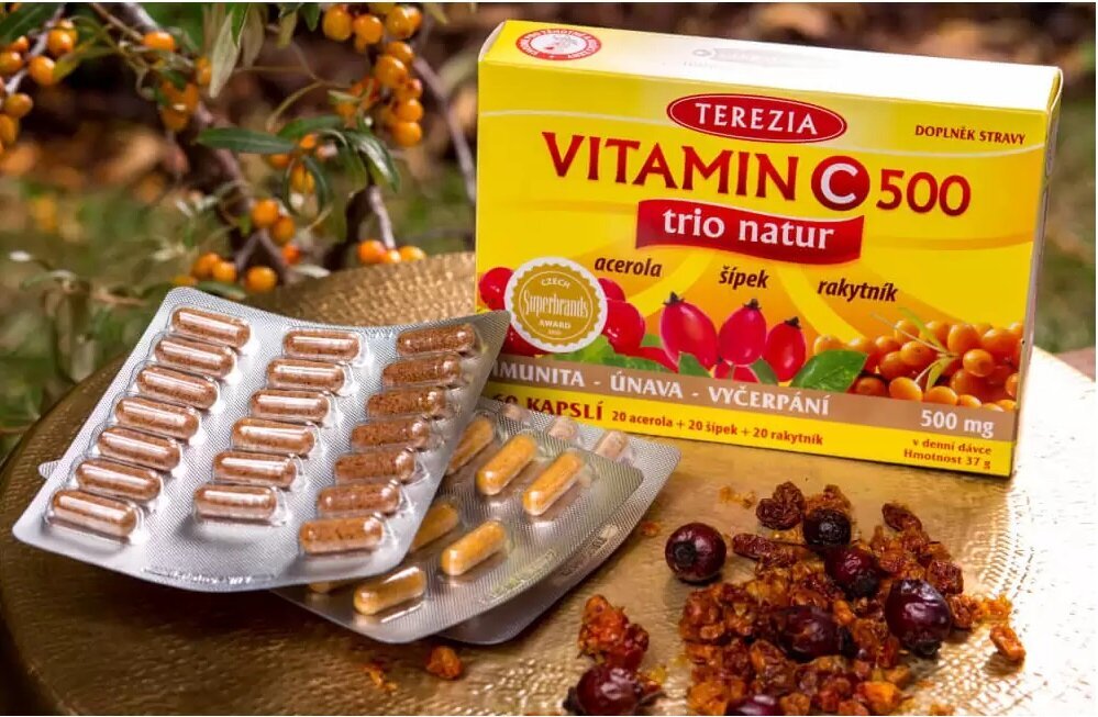 Uztura bagātinātājs Vitamin C Trio Natur+, Terezia, 60 kaps. cena un informācija | Vitamīni, preparāti, uztura bagātinātāji imunitātei | 220.lv