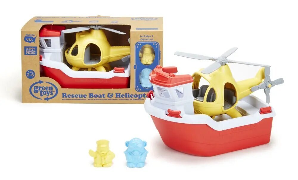Zaļās rotaļlietas: glābšanas laiva ar helikopteru (RBH1-1155) cena un informācija | Rotaļlietas zīdaiņiem | 220.lv
