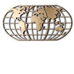 Sienas dekorācija World Map Globe Gold, 1 vnt. cena un informācija | Interjera priekšmeti | 220.lv