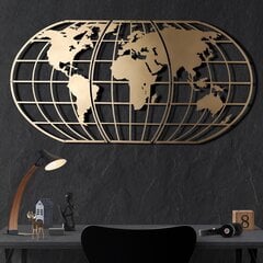 Sienas dekorācija World Map Globe Gold, 1 vnt. cena un informācija | Interjera priekšmeti | 220.lv