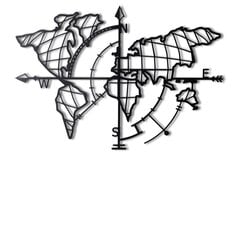 Sienas dekorācija World Map Compass Black, 1 vnt. cena un informācija | Interjera priekšmeti | 220.lv