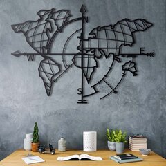 Sienas dekorācija World Map Compass Black, 1 vnt. cena un informācija | Interjera priekšmeti | 220.lv