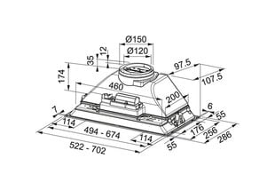 FRANKE FBI 525 XS (305.0599.507) Tvaika nosūcējs цена и информация | Вытяжки на кухню | 220.lv