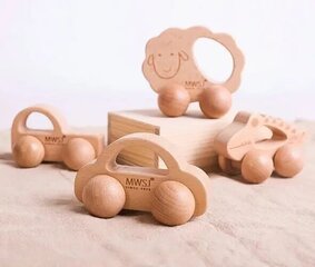Деревянная игрушечная машинка Овечка цена и информация | Игрушки для малышей | 220.lv