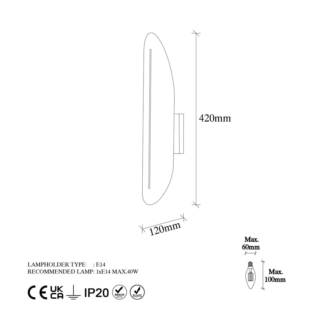 Opviq sienas lampa Cut cena un informācija | Sienas lampas | 220.lv