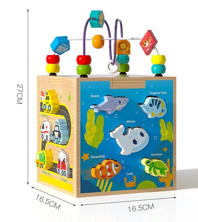 ANIMAL SORTER koka izglītojošais kubs ar labirintu cena un informācija | Attīstošās rotaļlietas | 220.lv