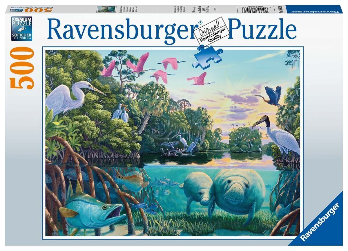 Ravensburger Puzle Manatee mirkļi 500p 16943 cena un informācija | Puzles, 3D puzles | 220.lv