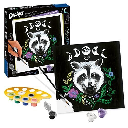 Glezna ar cipariem Ravensburger Raccoon, 20 x 20 cm cena un informācija | Gleznas pēc numuriem | 220.lv