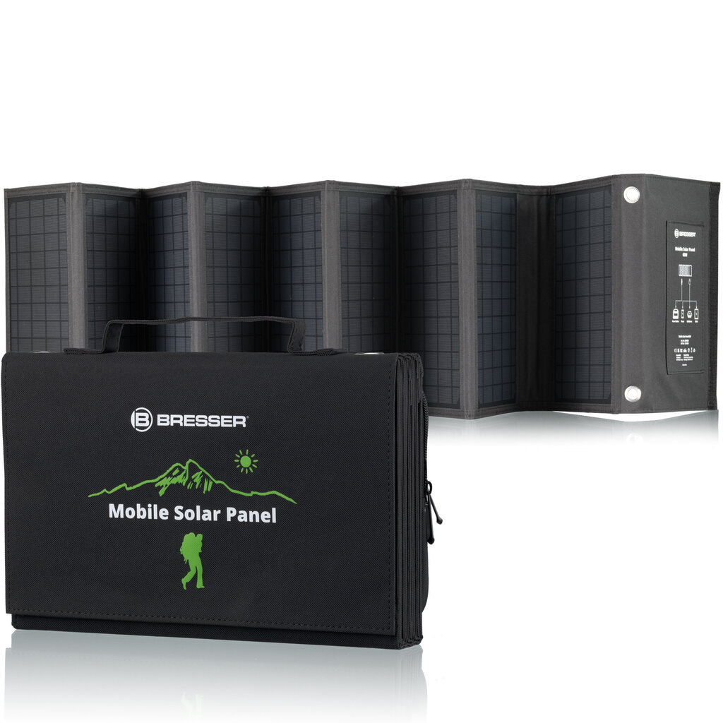 BRESSER mobilais saules lādētājs 60 vatu ar USB un līdzstrāvas izeju cena un informācija | Saules paneļi, komponentes | 220.lv