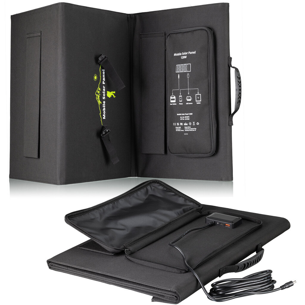 BRESSER mobilais saules lādētājs 120 vatu ar USB un līdzstrāvas izeju cena un informācija | Saules paneļi, komponentes | 220.lv