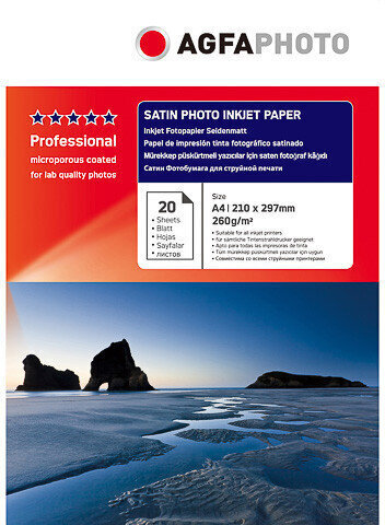 AgfaPhoto fotopapīrs A4 Professional Satin 260g 20 lapas cena un informācija | Kancelejas preces | 220.lv