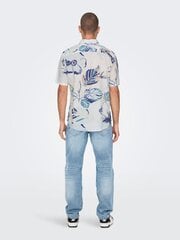 ONLY & SONS мужская рубашка 22025643*02, белый/тёмно-синий 5715421984079 цена и информация | Мужские рубашки | 220.lv