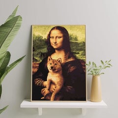 Glezna pēc cipariem, ierāmēta "Mona Liza un kucēns" Oh Art! 40x50 cm cena un informācija | Gleznas pēc numuriem | 220.lv