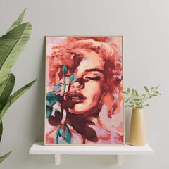 Glezna pēc cipariem, ierāmēta "Sieviete ar rozi" Oh Art! 40x50 cm cena un informācija | Gleznas pēc numuriem | 220.lv