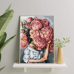 Картина по номерам На Раме "Женщина в пионах" Oh Art! 40x50 см цена и информация | Живопись по номерам | 220.lv