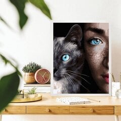 Glezna pēc cipariem, ierāmēta "Zilas acis" Oh Art! 40x50 cm cena un informācija | Gleznas pēc numuriem | 220.lv