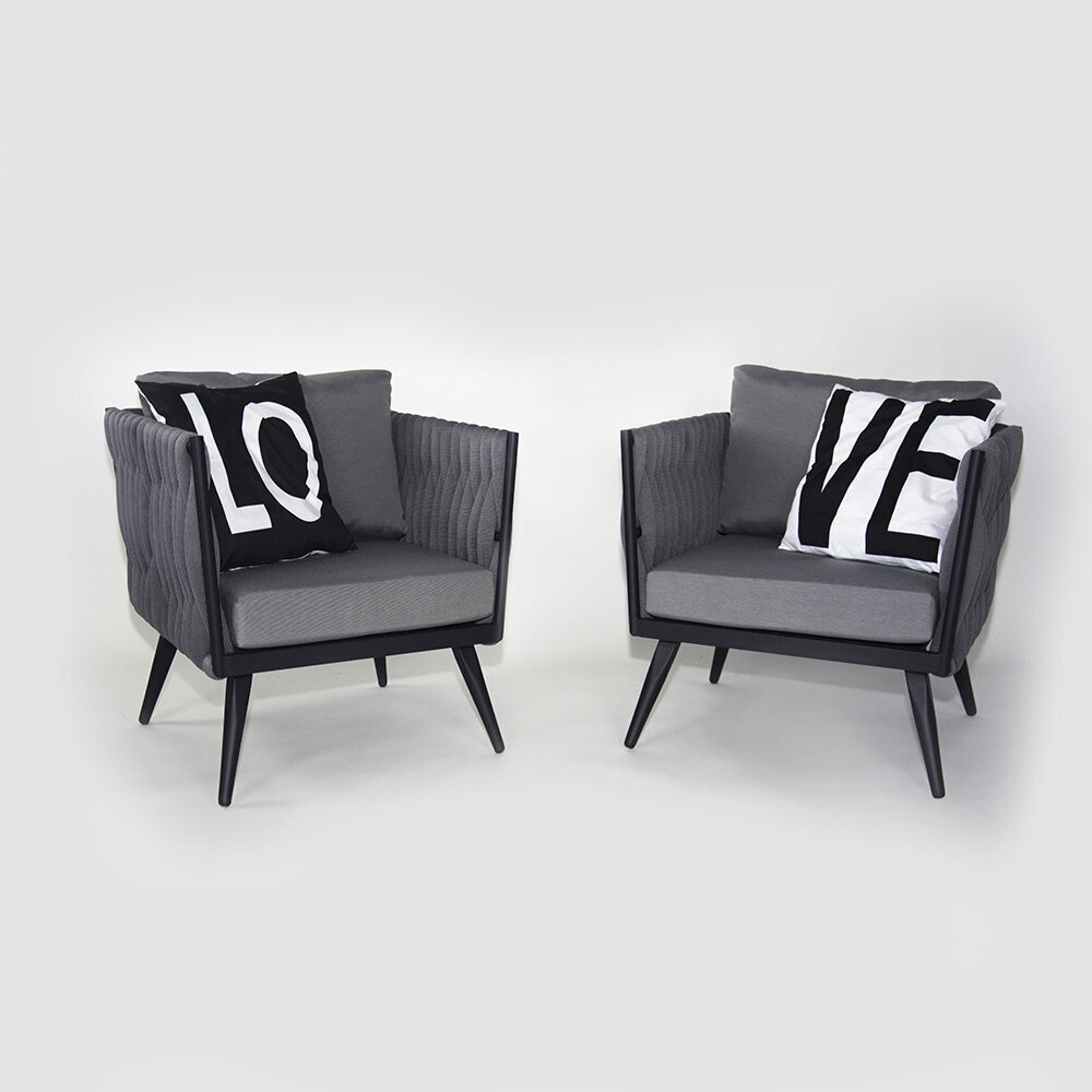 Atpūtas krēsli DM Grili, 2 gab., 75x75x70 cm, melns cena un informācija | Atpūtas krēsli | 220.lv