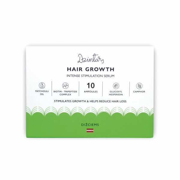 DZINTARS Dižciems intensīvi stimulējošs serums matu augšanai 10x5ml цена и информация | Matu uzlabošanai | 220.lv