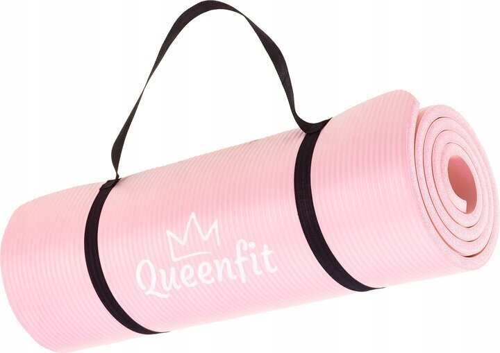 Jogas paklājiņš Queenfit, 180x61x1,5 cm, rozā cena un informācija | Vingrošanas paklāji | 220.lv