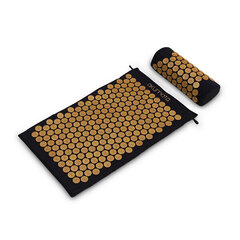 Akupresūras paklājs ar spilvenu Akumata, 73x43 cm, melns/zelta cena un informācija | Masāžas piederumi | 220.lv