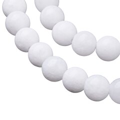 Jadeīta pērlītes, 6 mm diametrs, 1 pavediens 39 cm (apmēram 63 gab.), baltā krāsā, 1 iepak. cena un informācija | Rotu veidošana, pērļošana | 220.lv