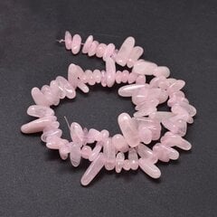 Pērlītes, dabīgais rožu kvarcs (šķeltas), izmērs 8-30x5x12 mm, 1 pavediens 38 cm, 1 iepak. cena un informācija | Rotu veidošana, pērļošana | 220.lv
