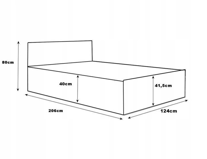 Gulta ar matraci un gultas veļas konteineru, 120x200 cm, pelēka cena un informācija | Gultas | 220.lv
