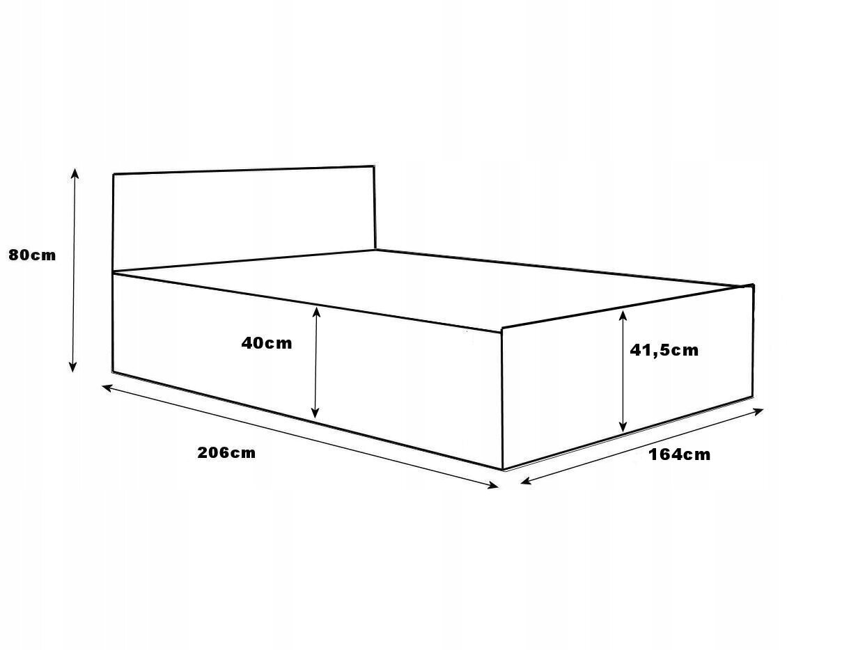 Gulta ar matraci un gultas veļās konteineru, 160x200 cm, pelēka цена и информация | Gultas | 220.lv