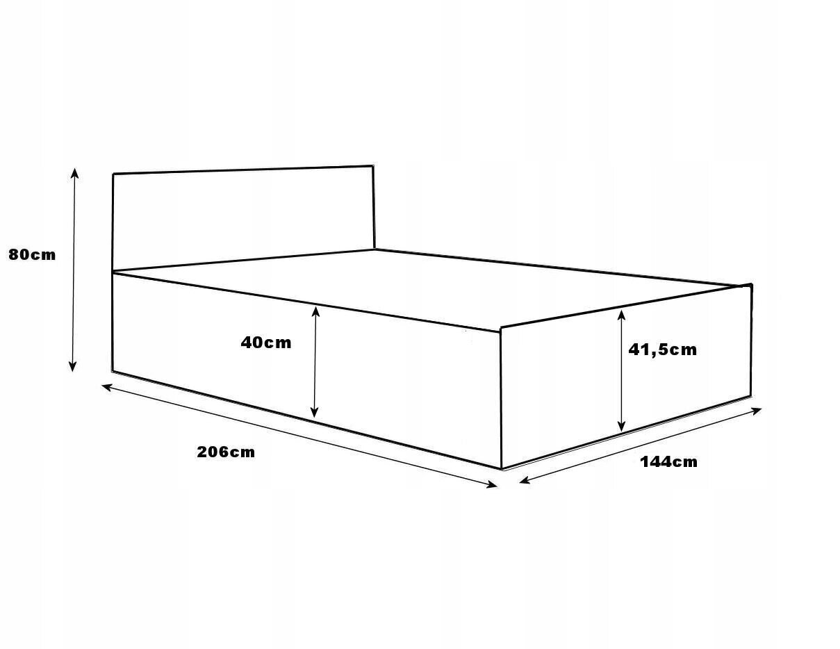 Gulta ar matraci un gultas veļas konteineru, 140x200 cm, pelēka цена и информация | Gultas | 220.lv