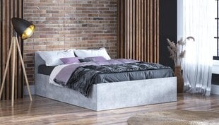 Кровать с матрасом и контейнером для постельных принадлежностей, 180x200 см, цвет серый бетон цена и информация | Кровати | 220.lv