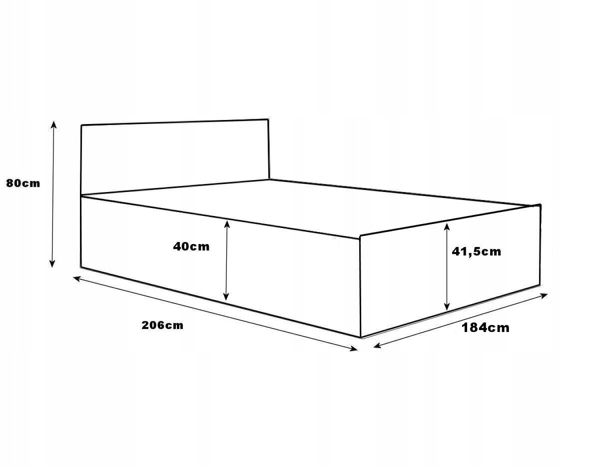 Gulta ar matraci un gultas veļas konteineru, 180x200 cm, pelēka betona kr. cena un informācija | Gultas | 220.lv
