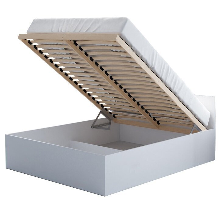 Gulta ar matraci un gultas veļās konteineru, 180x200 cm, balta цена и информация | Gultas | 220.lv