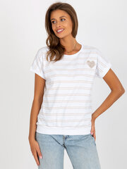 Sieviešu balts un bēšs T-krekls ar apdruku cena un informācija | Blūzes, sieviešu krekli | 220.lv