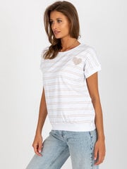Sieviešu balts un bēšs T-krekls ar apdruku cena un informācija | Blūzes, sieviešu krekli | 220.lv