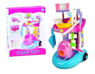 Tīrīšanas ratiņi ar putekļu sūcēju un piederumiem, rozā krāsā cena un informācija | Rotaļlietas meitenēm | 220.lv