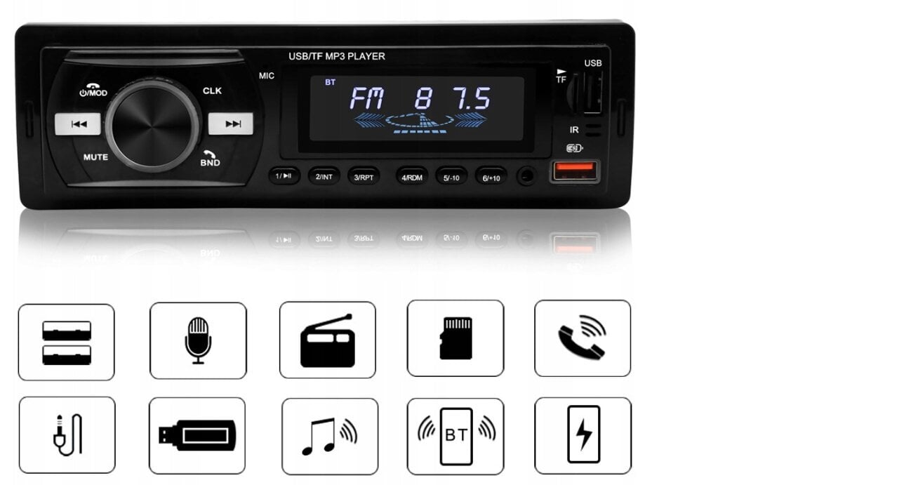 Auto stereo bluetooth Logit mp3 1 DIN 4x50w cena un informācija | Auto magnetolas, multimedija | 220.lv