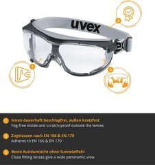 Завершение защитных очков UVEX, углеродное зрение, безрассудно цена и информация | Защита головы | 220.lv