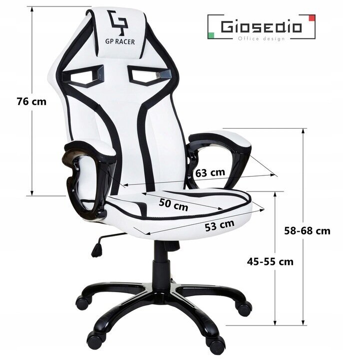 Biroja krēsls Giosedio GP RACER GPR024, balts цена и информация | Biroja krēsli | 220.lv