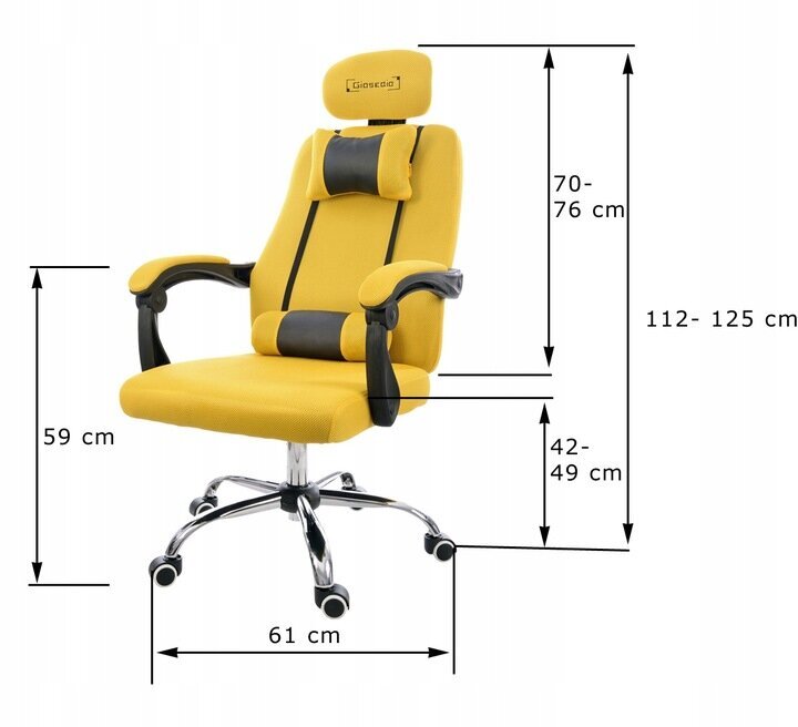 Biroja krēsls Giosedio GPX013, dzeltens cena un informācija | Biroja krēsli | 220.lv