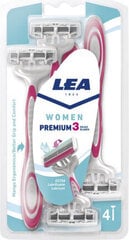 Vienreizlietojamie skuvekļi Lea Women Premium 3 Blades Vienreizlietojamie asmeņi, 4 gab. cena un informācija | Skūšanās piederumi, kosmētika | 220.lv