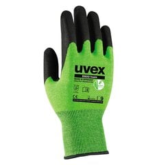 Перчатки защитные Uvex D500 пена, уровень покроя D/5, Bamboo, Dyneema, сталь, полиамид. Покрытие HPE, зеленое, размер 8 цена и информация | Рабочие перчатки | 220.lv