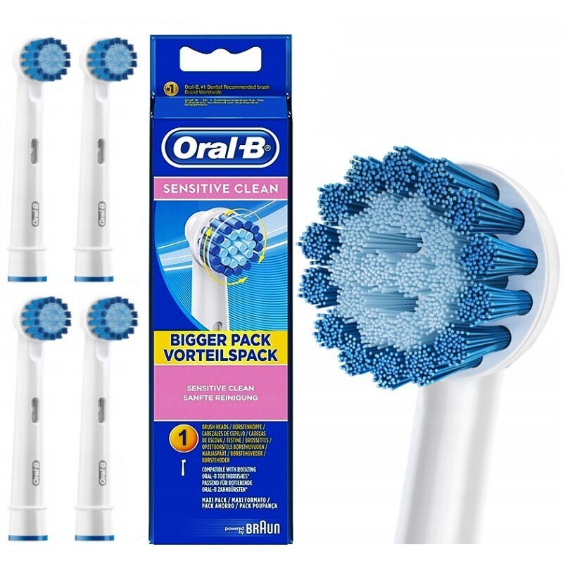 Oral-B Sensitive Clean su 4 gab. galviņām цена и информация | Uzgaļi elektriskajām zobu birstēm | 220.lv