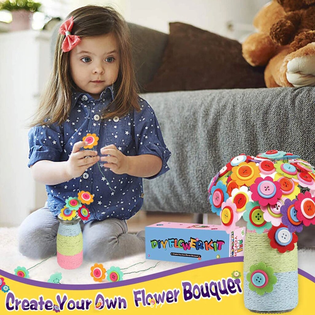 Radošais komplekts DIY Button Bouquet Flowers cena un informācija | Attīstošās rotaļlietas | 220.lv