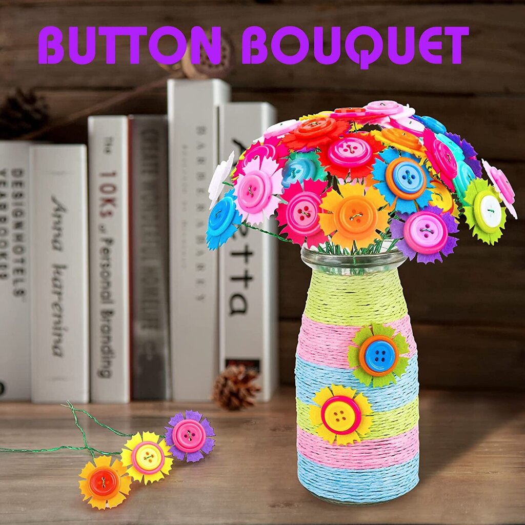 Radošais komplekts DIY Button Bouquet Flowers цена и информация | Attīstošās rotaļlietas | 220.lv