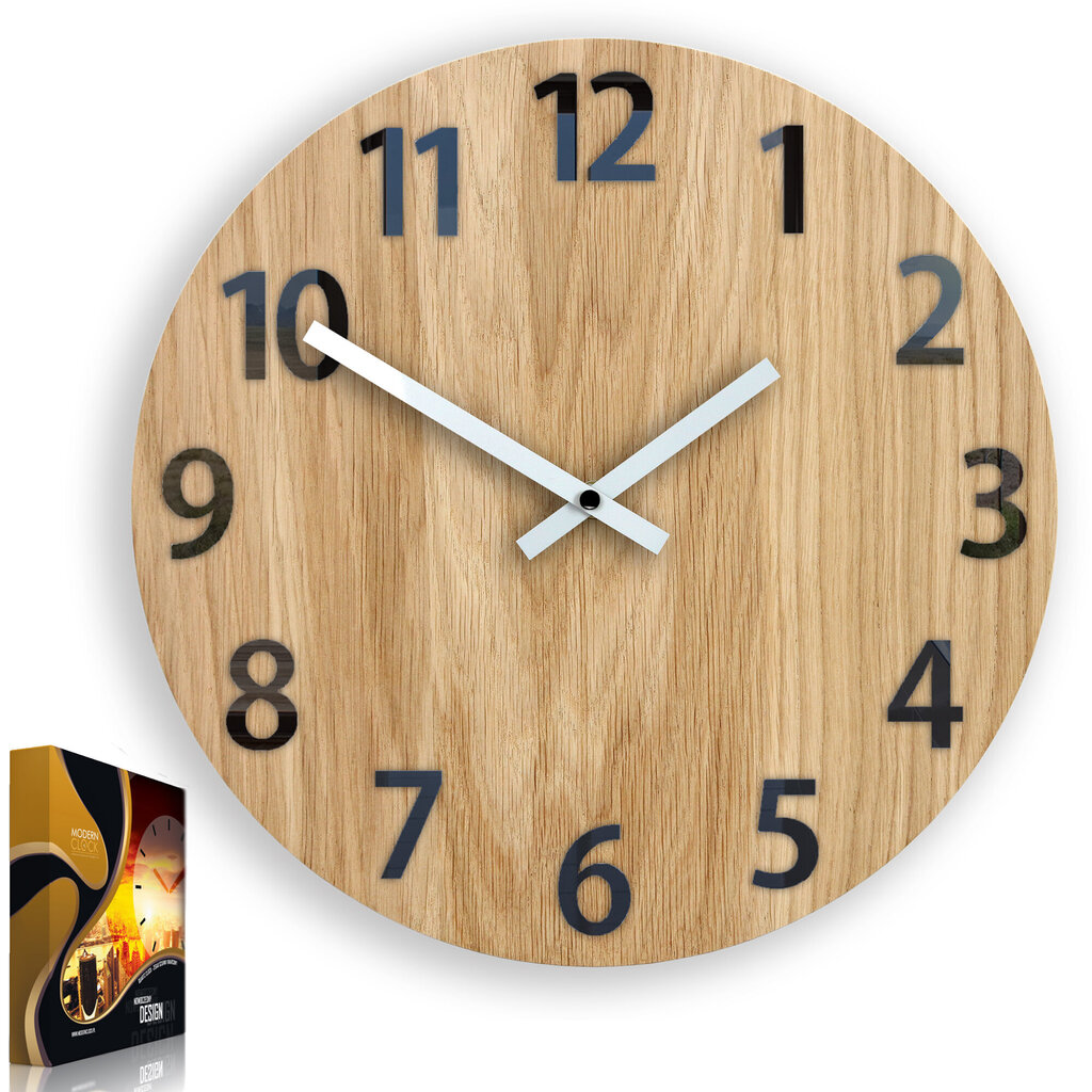 Sienas pulkstenis AmadeuszWoodBlack cena un informācija | Pulksteņi | 220.lv