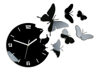 Sienas pulkstenis Butterfly3dBlack cena un informācija | Pulksteņi | 220.lv