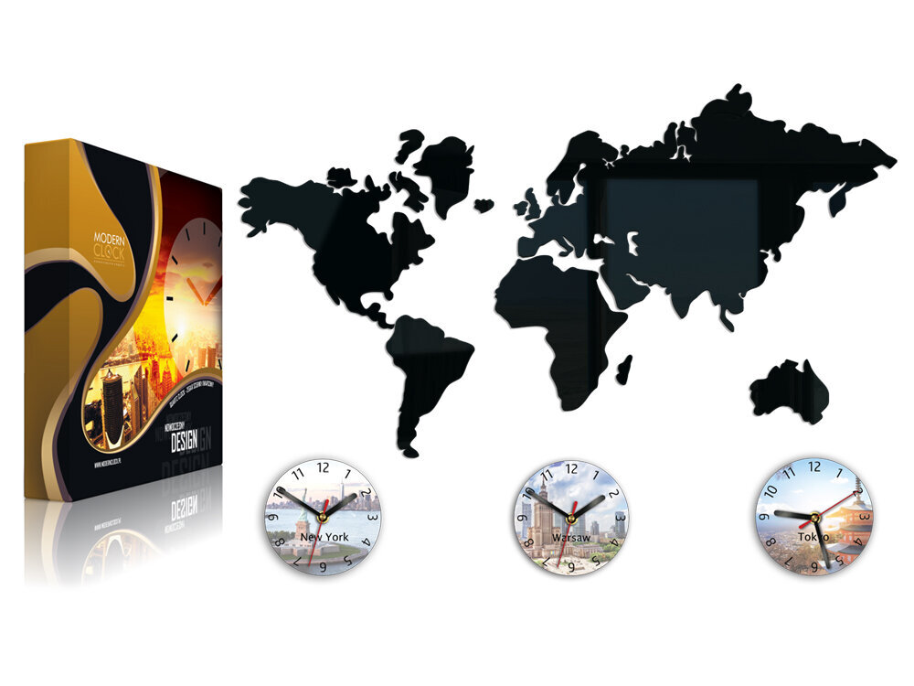 Sienas pulkstenis Pasaules karte 3D cena un informācija | Pulksteņi | 220.lv