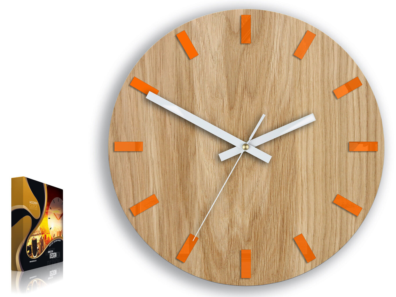 Sienas pulkstenis SimpleWoodOrange цена и информация | Pulksteņi | 220.lv