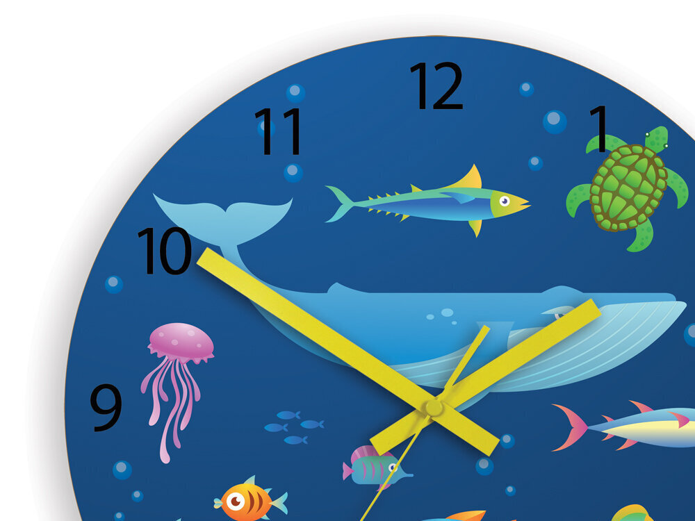 Bērnu sienas pulkstenis Animals of the ocean cena un informācija | Pulksteņi | 220.lv